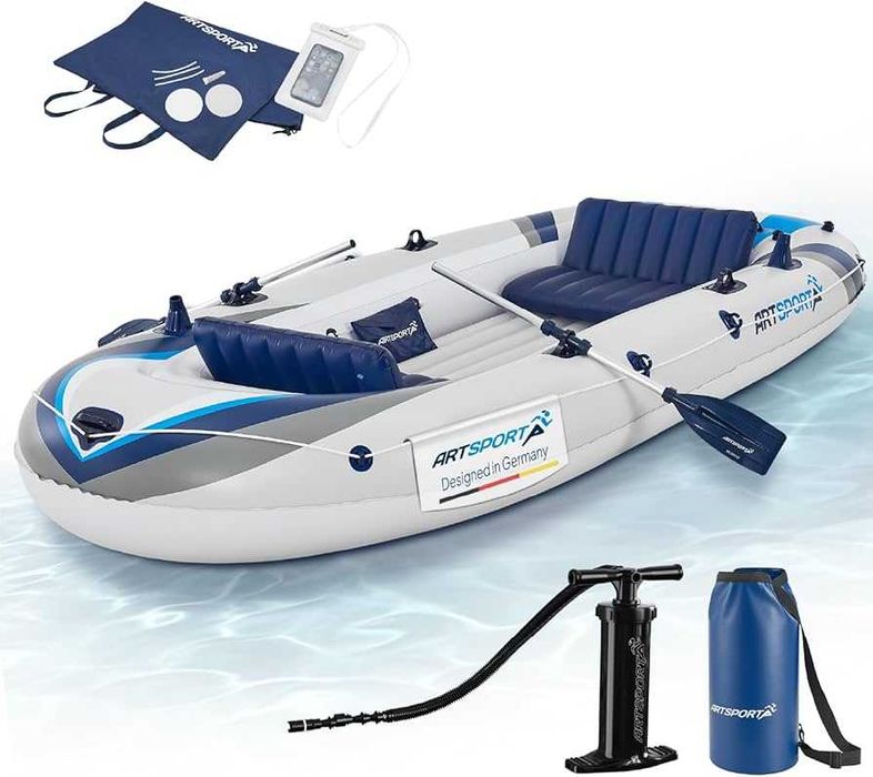 ponton wędkarski dmuchany 4 osobowy  322 cm pompka wiosła alu torba zestaw