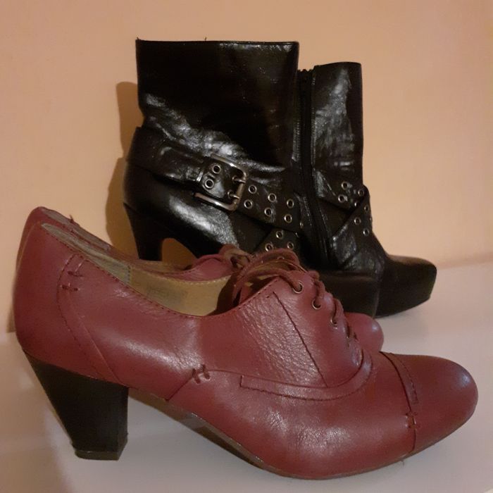Buty czarne rozm.39, bordo rozm.40