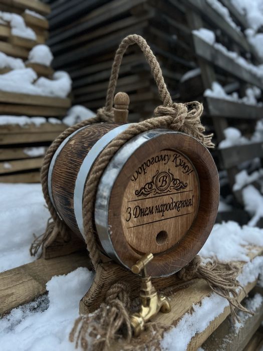 Бочка дубова для кума, дубовая бочка 5, 10, 15, 20, 30, 40, 50 л