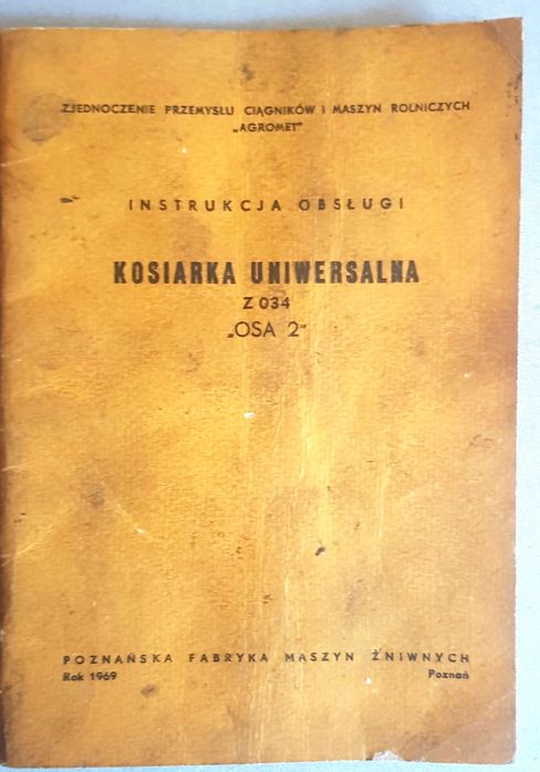 Kosiarka zawieszana OSA - Instrukcja obsługi kosiarki do Ursus C-328