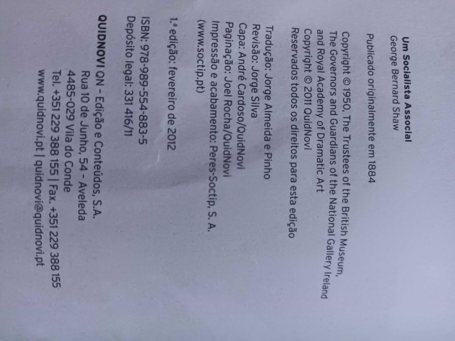 "Um Socialista Associal" por George Bernard Shaw