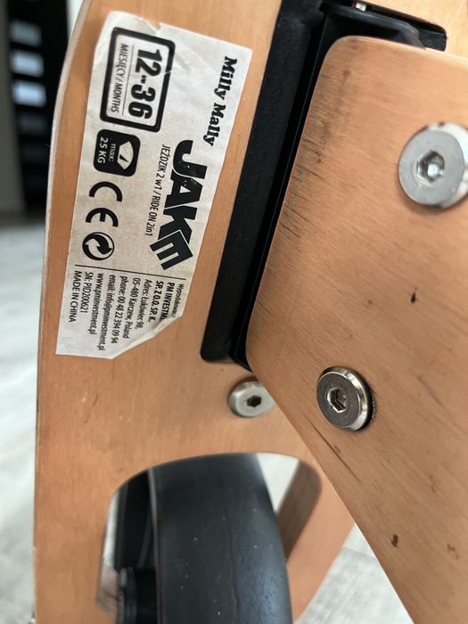 Rowerek biegowy drewniany milly mally 2w1 trójkołowy 12-36 miesięcy