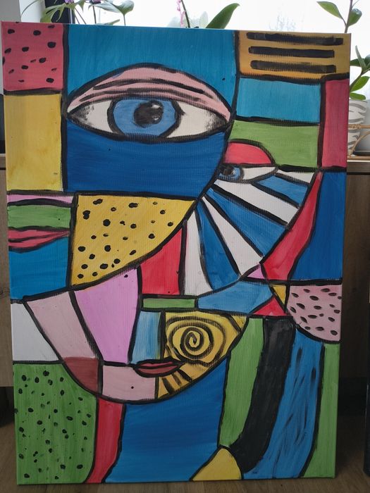 Obraz na płótnie. Dzieło inspirowane, kubistyczne. Wymiar 55x75 cm