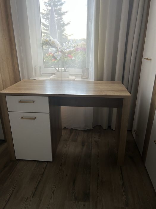 Biurko Balder 120 cm z drzwiami i szufladą dąb riviera/biały