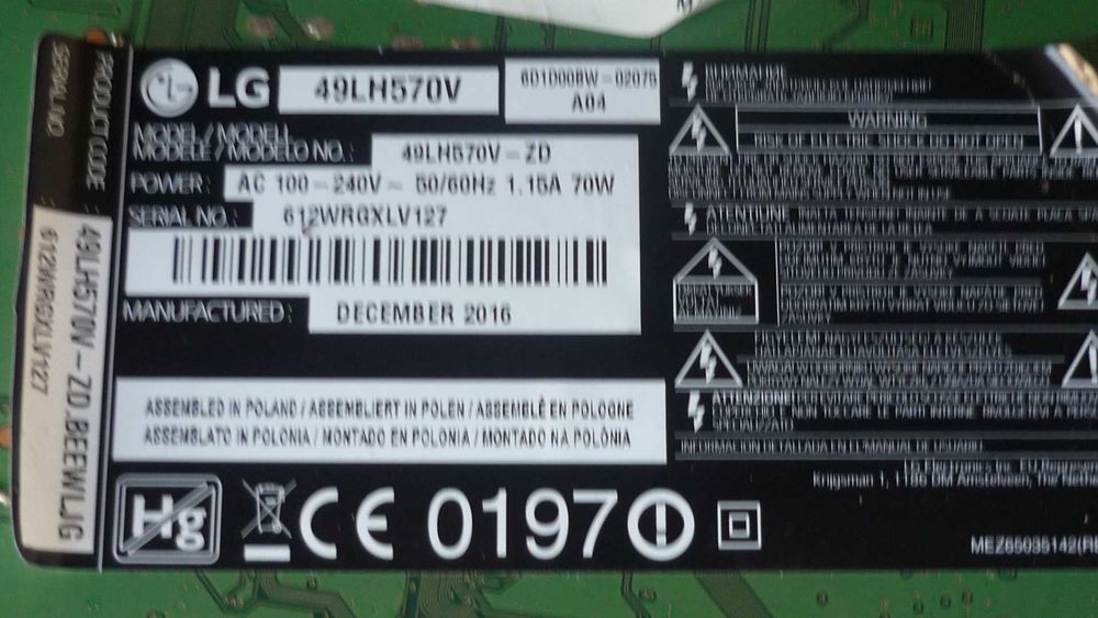 Płytę główna TV  LG 49LH570V