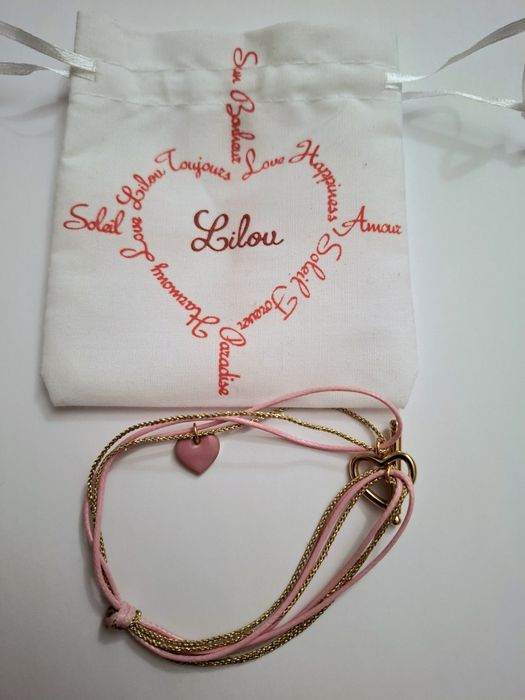 Nowa bransoletka Lilou Powder Pink różowa sznurek gratis okulary