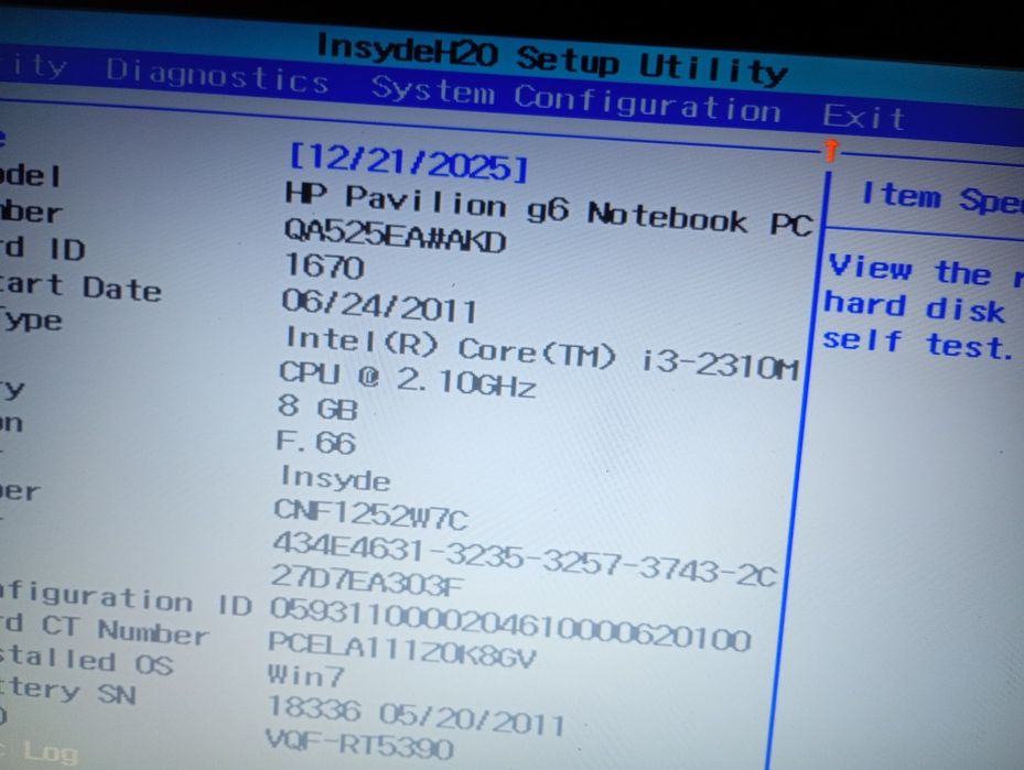 Laptop HP pavilion g6  8/SSD 265 giga. I3 prcesor windows 11