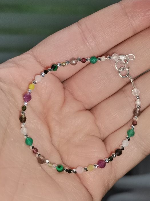 Bransoletka koziorożec znak zodiaku perły srebro rubin cytryn