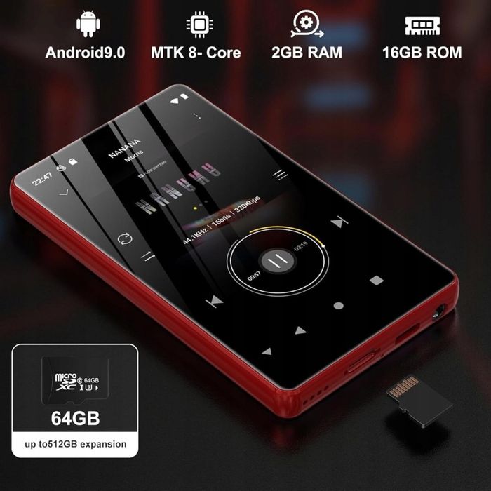 Odtwarzacz MP3 Bluetooth WiFi 80GB Android 4" Dotykowy MP4 Radio FM HiFi