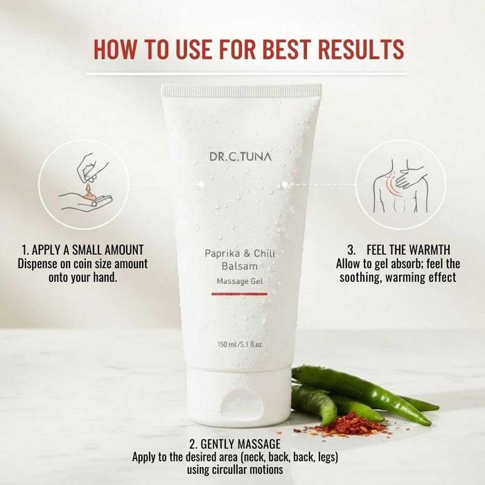 Gel de massagem calmante com páprica e pimenta de Farmasi