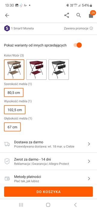 Stolik do przewijania ciemny brąz