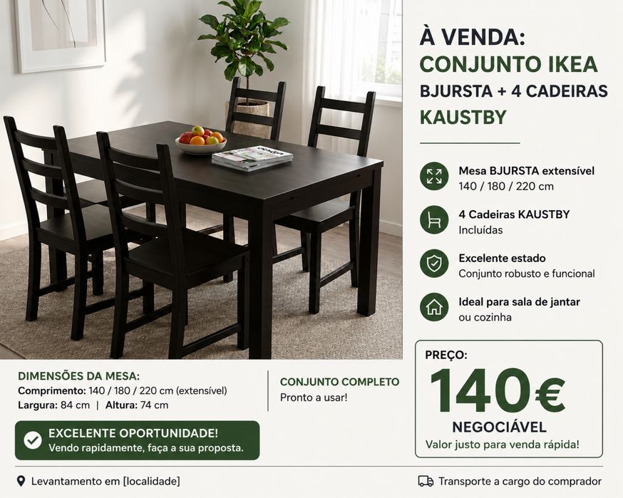 Mesa + cadeiras ikea