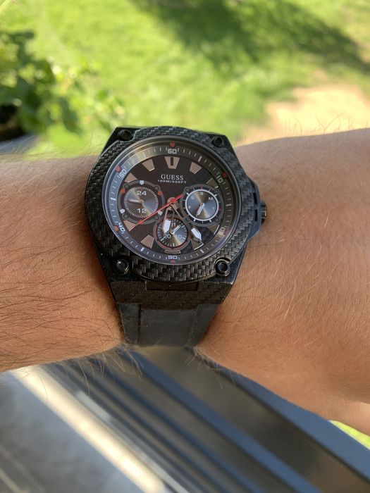 Powystawowy Zegarek Guess W1048G2 Carbon/Red/Gumowy Pasek/Gw/Wys!