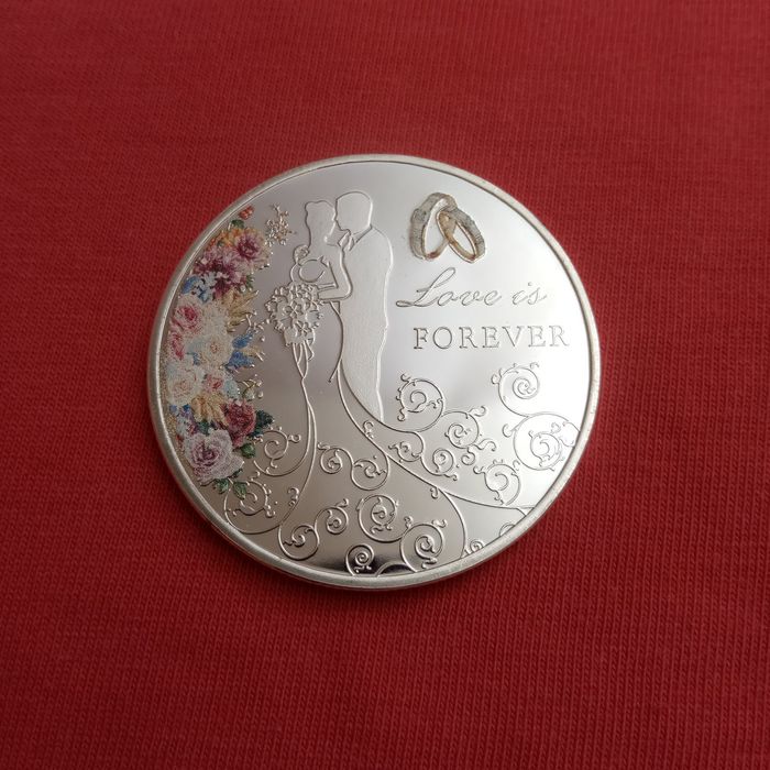 Подарок на свадьбу, годовщину свадьбы монета медаль