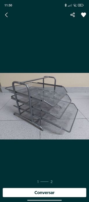 organizador /porta cartas em metal cinza