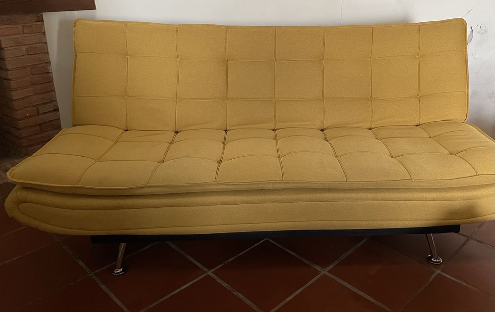 Sofá cama em tecido WILLEM cor amarelo - conforama