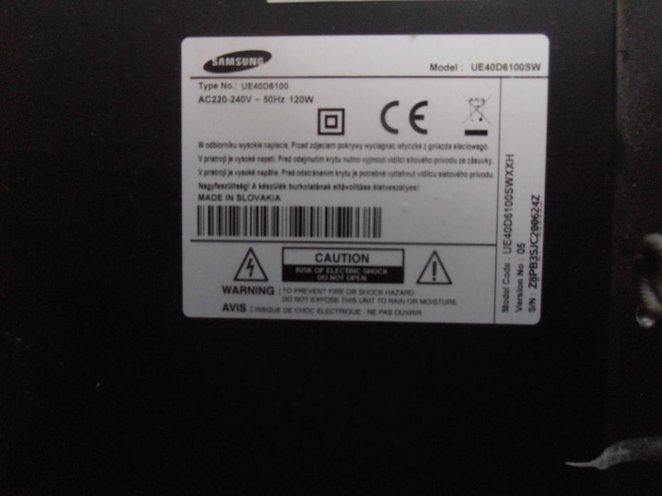 sprzedam zamienie telewizor uszkodzony samsung40 led