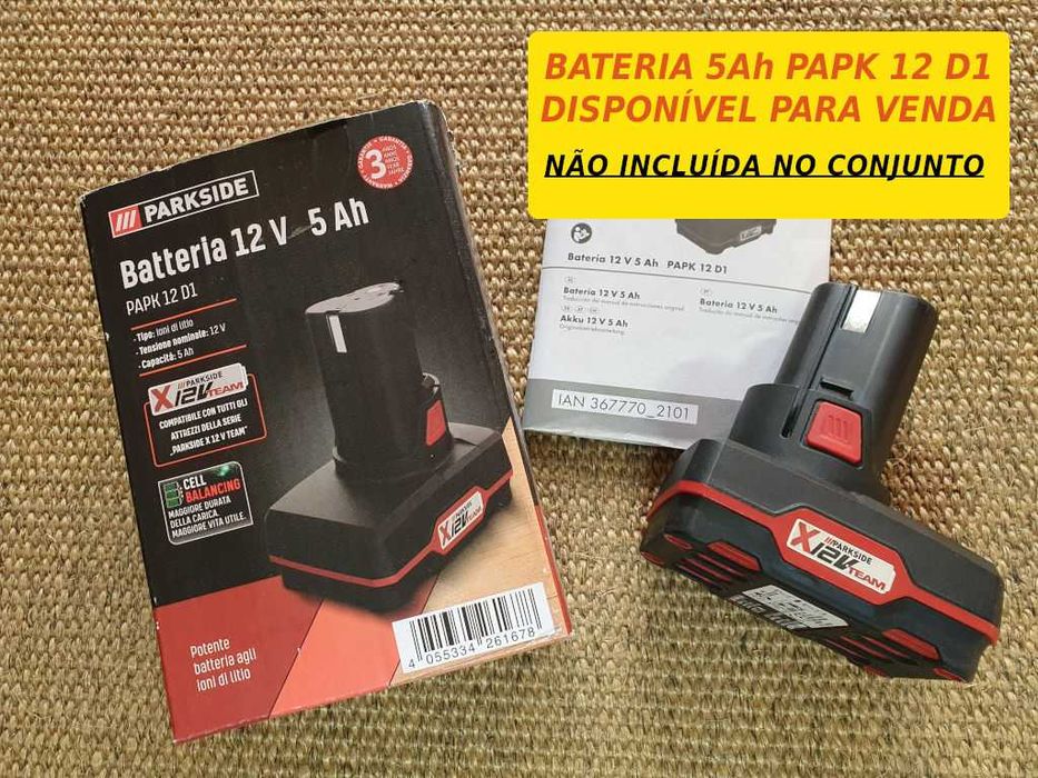 Conjunto Berbequim/ Aparafusadora 12V PARKSIDE PERFORMANCE PBSPA12B2
