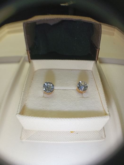 Srebro pozłacane kolczyki sztyfty 925 piękna cyrkonia