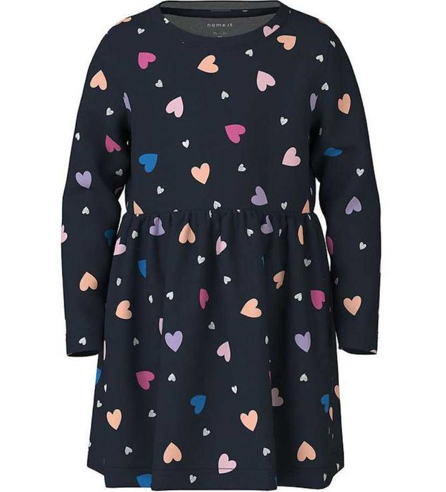 Sukienka Name IT Dziewczęca 86 Granatowa w serduszka bawełna kod 2466