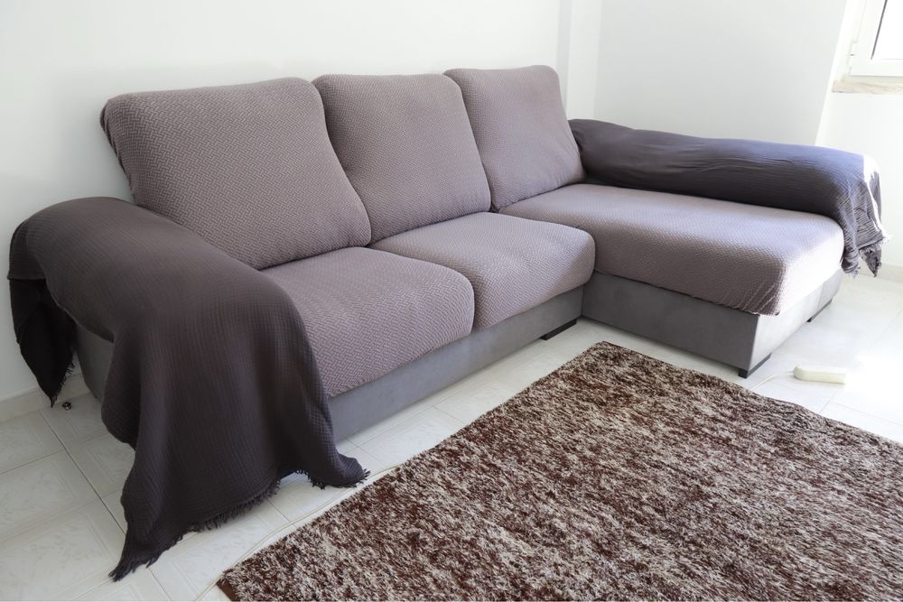 Sofá chaise long cinzento