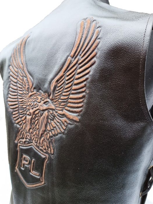 Kamizelka motocyklowa z orłem i logiem Polski PL Skóra różne rozmiary
