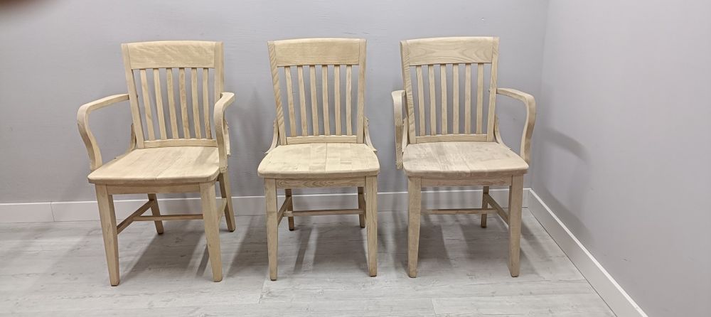 Dębowe masywne krzesła z podłokietnikiem do malowania 50sxt