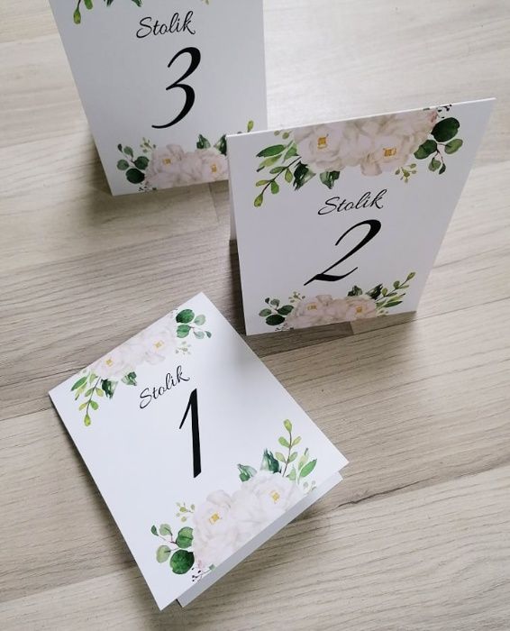 Numerki na stół weselny WHITE ROSES