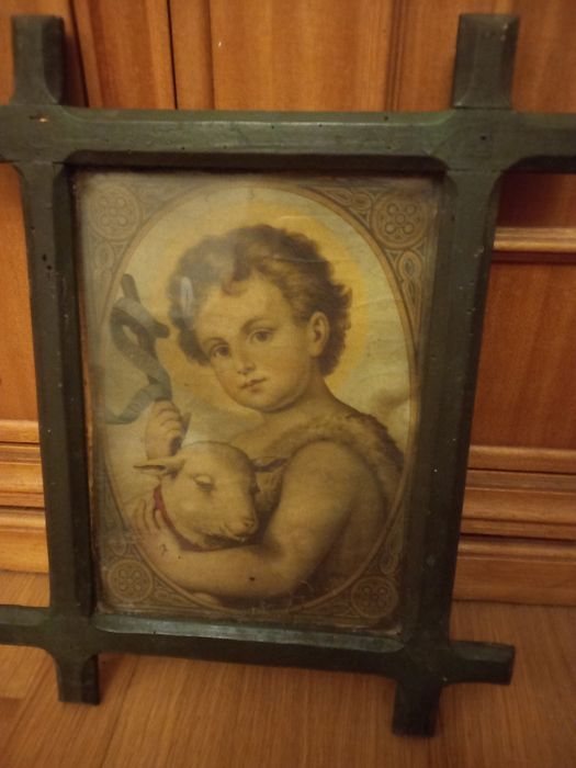 Quadro antiquissimo com moldura de cor verde