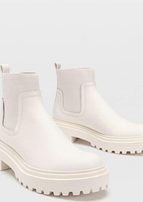 Білі ботінки черевики челсі тракторна подошва Stradivarius