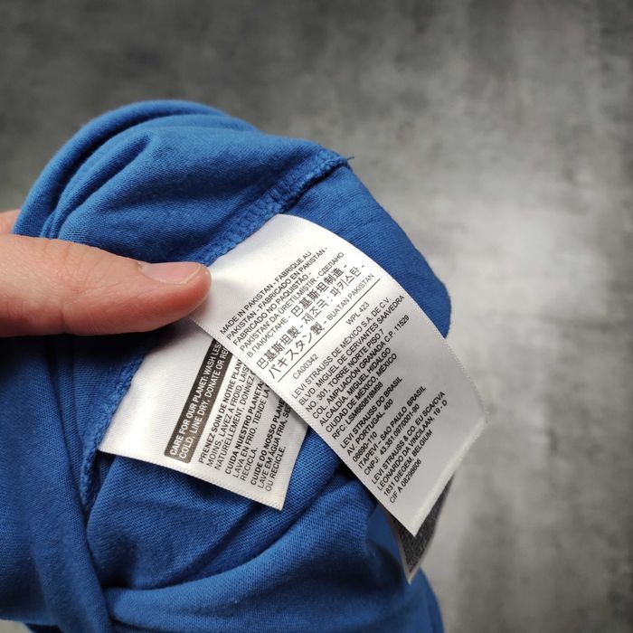 MĘSKA PREMIUM Koszulka Levis Niebieska Nadruk Bawełna Duże Logo