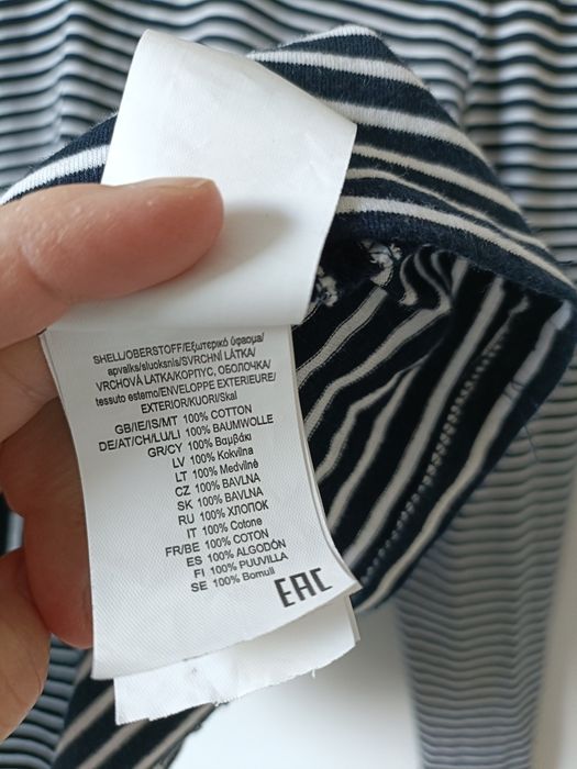 Bluzka damska na długi rękaw czarna w białe paski z pół golfem Hailys