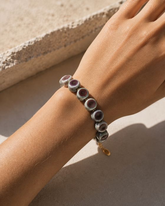 MOSS BLOOM Hand-Painted Ceramic Bracelet