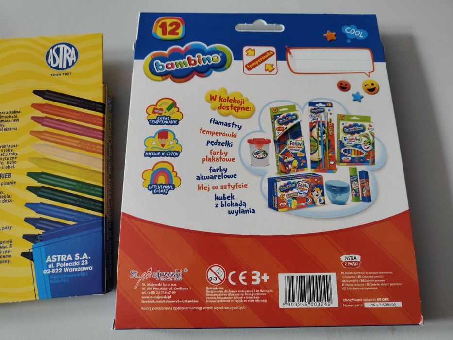 Nowe kredki bambino i astra razem 24 kolory