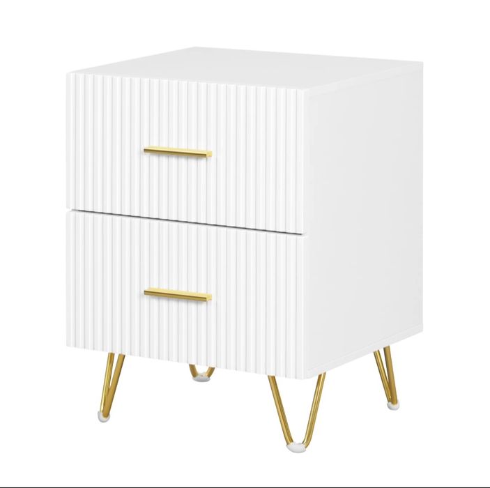 Stolik nocny szafka nocna z szufladami stolik boczny Biały GLAMOUR