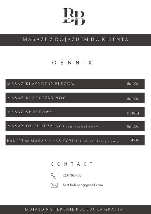 Masaż z dojazdem do klienta