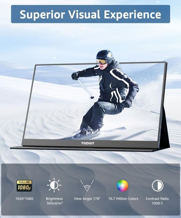 Yodoit PTM15 Przenośny ekran 15,6 cala 1920 × 1080 FHD