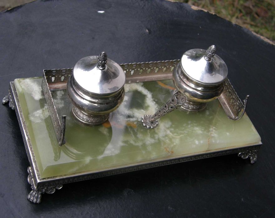 Kałamarz srebro marmur onyksowy Italia