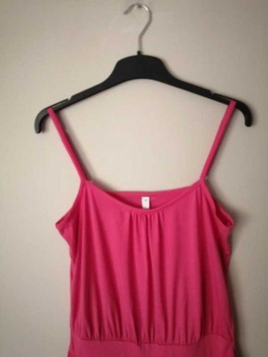 Nowa sukienka XL 42 plisowana z wiskozy różowa malinowa