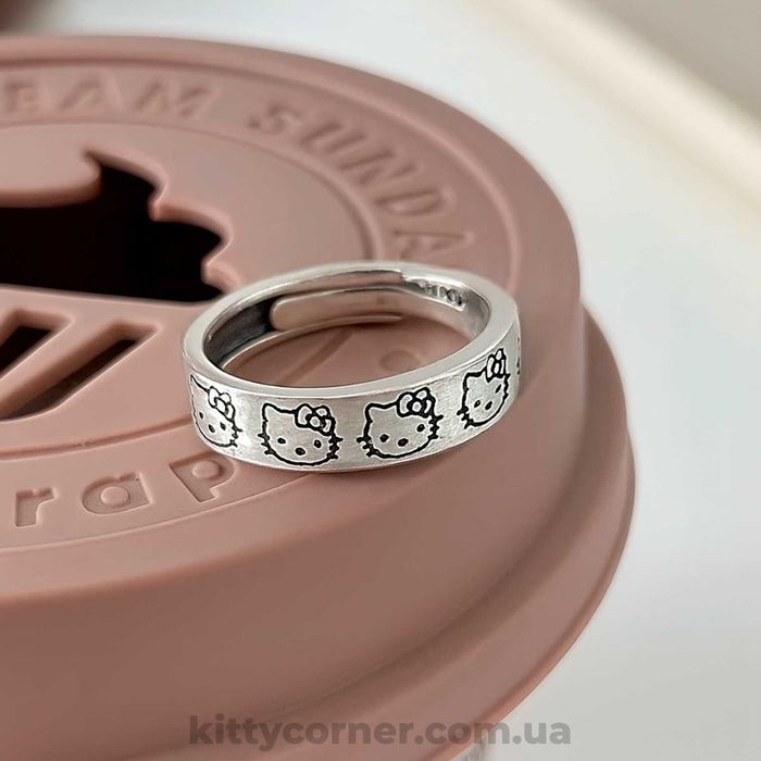 Колечко каблучка кільце Hello Kitty хелоу кіті срібло регульоване