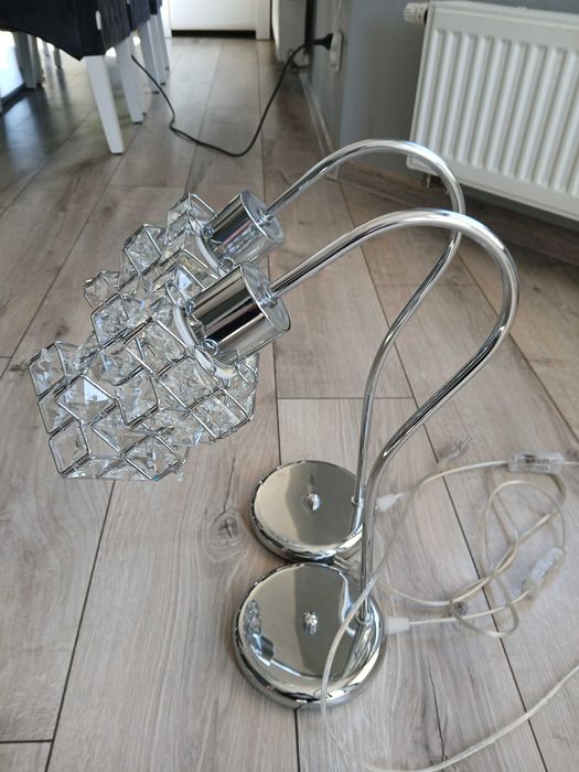 Lampa wisząca plus 2 lampki nocne CHROM KRYSZTAŁKI I DIAMENTY E27