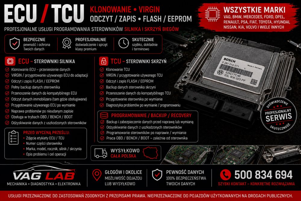 Programowanie i klonowanie sterowników ECU TCU | Virgin | FLASH EEPROM