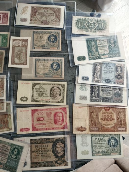 Zestaw starych banknotów polskich 1926-1948r