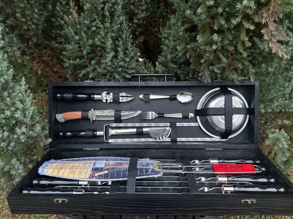 Шампура 3 мм 6/8 штук в кейсе столике на подарок мужчине день рождения