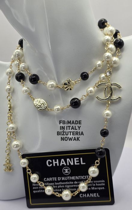 Naszyjnik korale sztuczne perły chanel 102cm