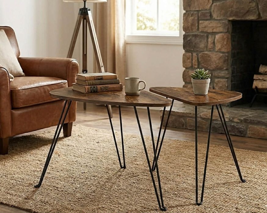 Stolik Kawowy 2x Loftowe do Salonu Industrialny Stolik Pomocniczy Nowy