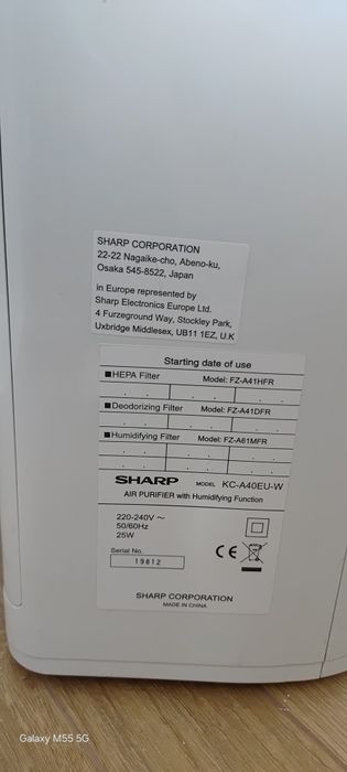 Oczyszczacz powietrza i nawilżacz powietrza SHARP KC A40EUW