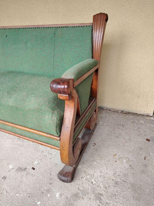 Stara sofa biedermeier w orzechu / XIX w / do renowacji / antyk