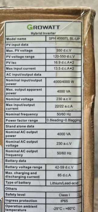 Growatt SPH 4000  inversor hibrido