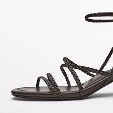 Massimo Dutti плетені коричневі шкіряні босоніжки сандалі босоножки 39